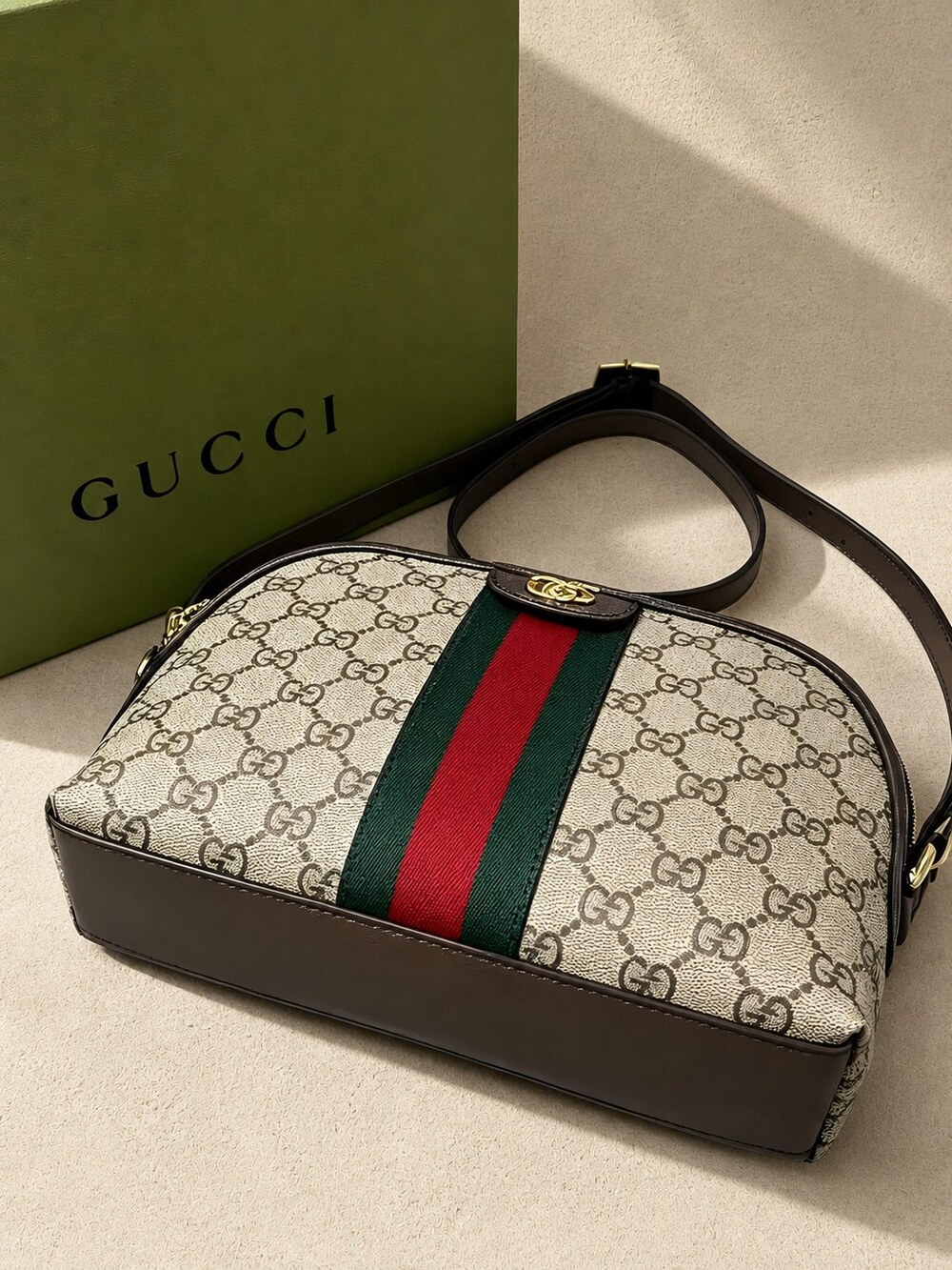 Gucci 634695 96IWT 8565 | Beige-Ebony Canvas | Ophidia Small Bag - Picture 5 of 5